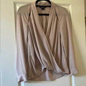 Trouve Light Dusty Pink Draped Blouse with Front Cut Outs Size XS